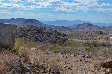 Arizona desert and Mohave valley view from Sitgreaves Pass on historic Route 66 between Oatman and Kingman