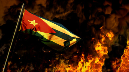 flag of Cuba on burning fire backdrop - hard times concept - abstract 3D rendering