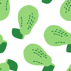Seamless pattern with avocado. Tropical summer vector background with exotic fruits
