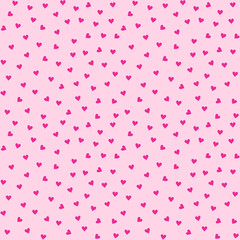 Simple heart shape seamless pattern in diagonal arrangement. Love and romantic theme background. Pink vector wallpaper.