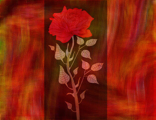 Abstract red rose with orange-red background