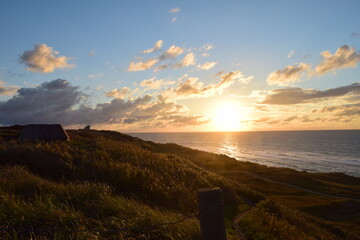 Sunset over the North Sea at Hirtshals, Denmark, North Jutland