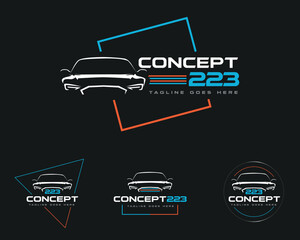 Vector Stylish Concept Car Logo Silhouette with Layout shapes variations design