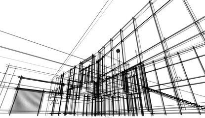Obraz premium house building sketch architecture 3d illustration