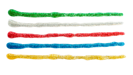 Colored glitter gel strokes. Isolated png with transparency