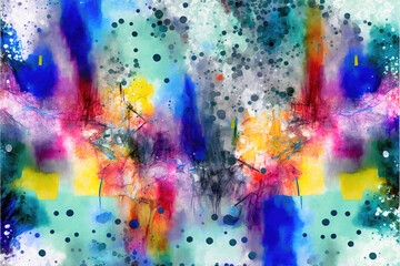 Obraz na płótnie Canvas modern watercolor splashes artwork in different colors, falling at the ground, generative ai technology 