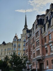 Fototapeta premium Beautiful facades in the elite district of Kyiv, Ukraine.