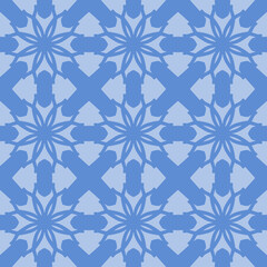 Blue Geometric Seamless Pattern with Tribal Shape. Pattern designed in Ikat, Aztec, Moroccan, Thai, Luxury Arabic Style. Ideal for Fabric Garment, Ceramics, Wallpaper. Vector Illustration.