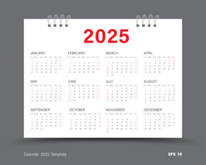 Calendar 2025 template vector, Set of 12 calendar in 2025, wall calendar 2025 year, business template, print media, advertisement, Simple planner template, poster, corporate planner, vector