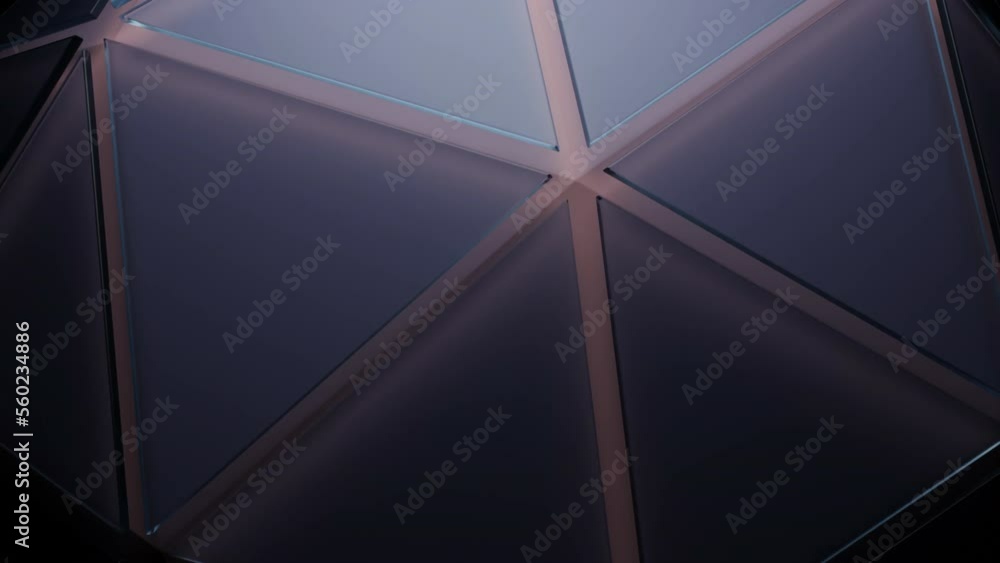 Poster moving triangular parts of a geometric shape. design. a rapidly rotating dark geometric figure made 