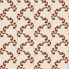 seamless pattern with branch and heart
