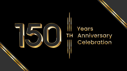 150th Anniversary. Anniversary template design with golden text for anniversary celebration event. Vector Templates Illustration