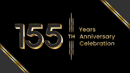 155th Anniversary. Anniversary template design with golden text for anniversary celebration event. Vector Templates Illustration