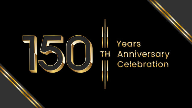 150th Anniversary. Anniversary template design with golden text for anniversary celebration event. Vector Templates Illustration