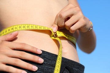 slender girl belly waist measurement  and measure in centimeters