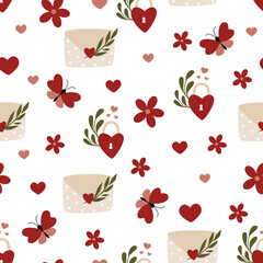 seamless pattern with letter and heart