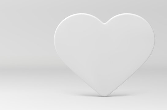 3d heart white studio wedding vertical wall romantic decor element premium design realistic vector
