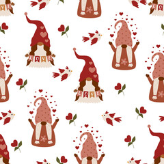 seamless pattern with love gnome