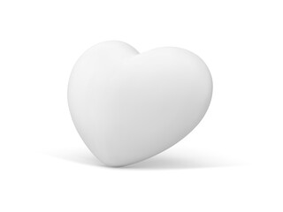 Heart white 3d icon Valentine's Day elegant marriage romantic badge realistic vector illustration