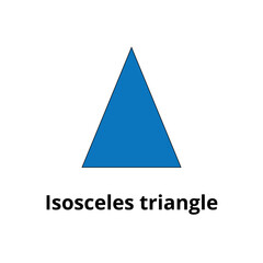 Vector illustration of isosceles triangle in blue color, mathematics, education.
