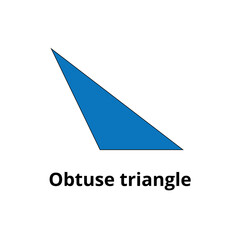 Vector illustration of obituse triangle in blue color, mathematics, education.