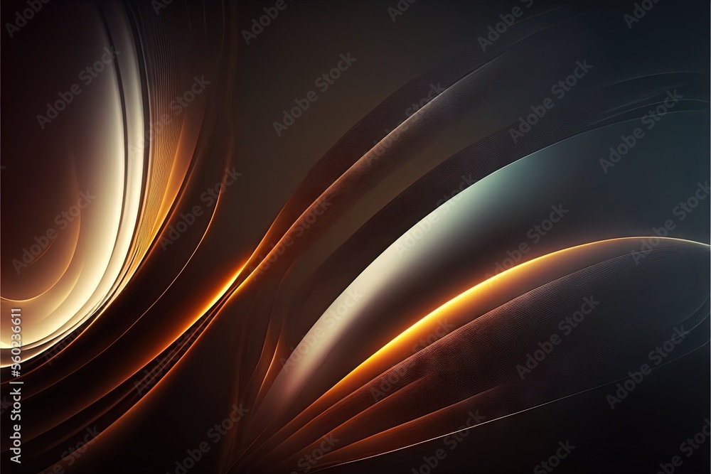 Poster a black and orange abstract background with a curvey design on the bottom of the image and a black b