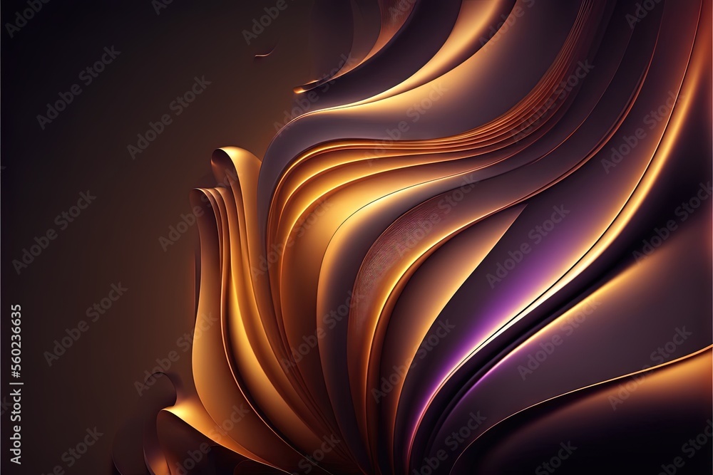 Poster a very pretty abstract design with a purple and gold color scheme on it's side and a black backgroun