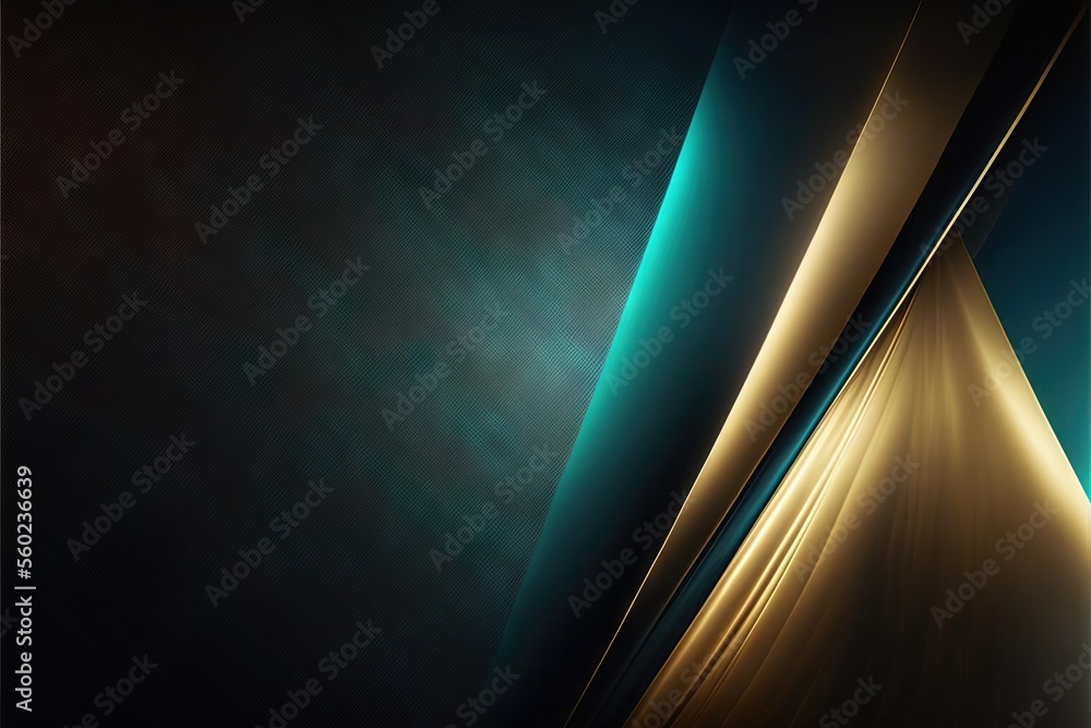 Poster a dark background with a gold and green design on it and a black background with a gold and green de