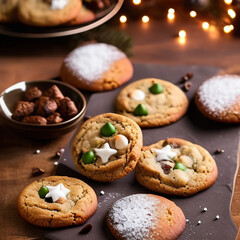 Obraz na płótnie Canvas winter chocolate chip cookies in a cozy setting