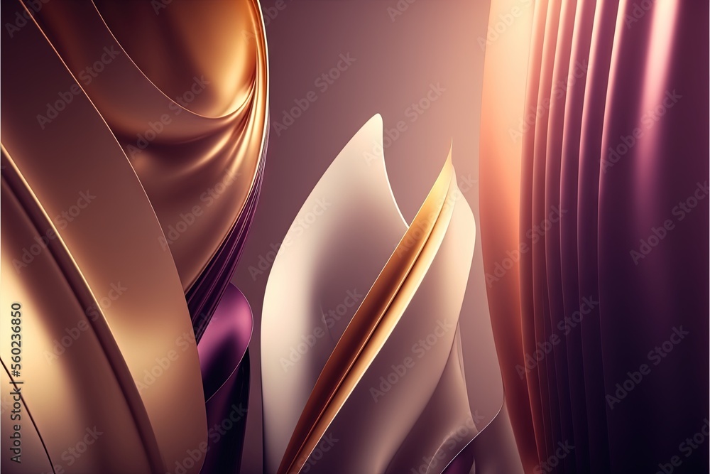 Poster a computer screen with a picture of a flower on it and a purple background with gold and white lines