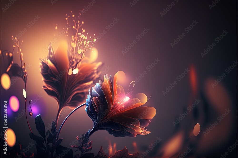 Poster a flower with a blurry background and a blurry background is shown in the foreground of the image, w