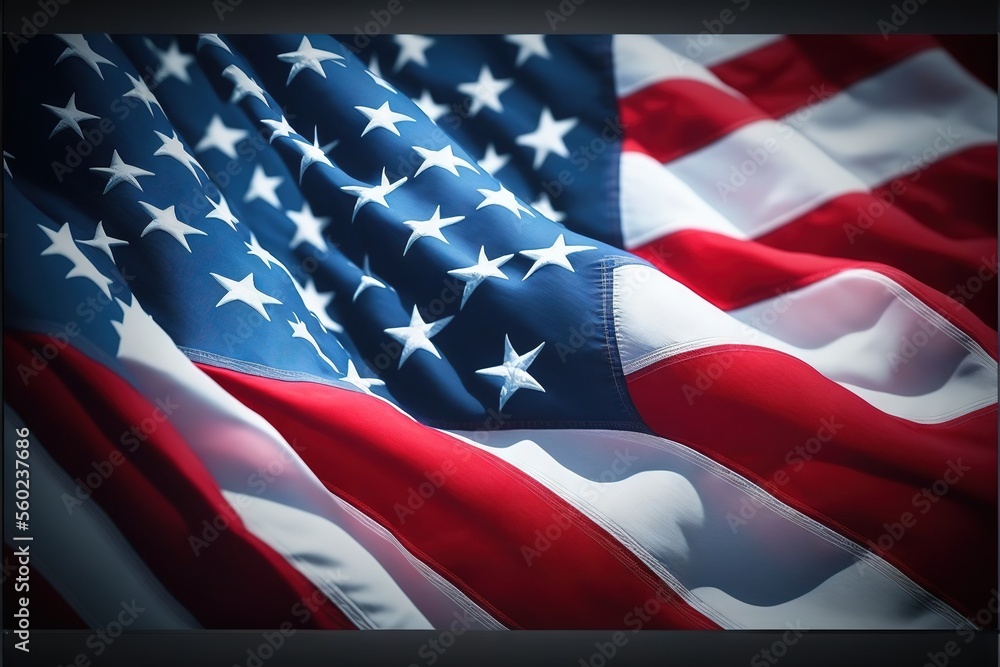 Poster a close up of a flag with a black background and a white border around it and a red border around th