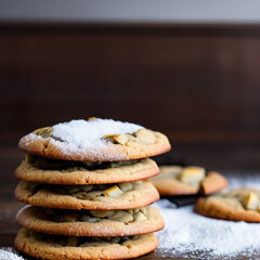 winter chocolate chip cookies in a cozy setting