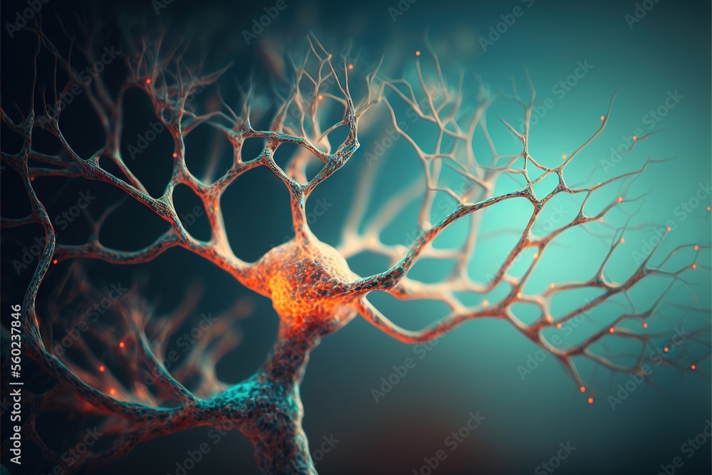Poster a close up of a tree with a blue background and a red light in the center of the tree is a glowing o