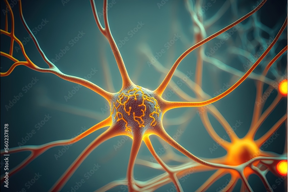 Poster a close up of a neme with many different colored areas in it and a blue background with a yellow cen