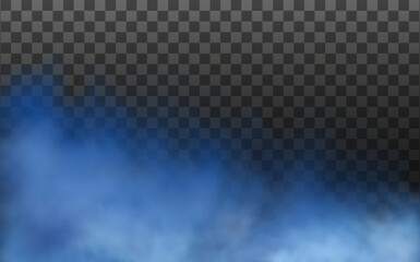 Blue vector cloudiness ,fog or smoke on dark checkered background.Cloudy sky or smog over the city.Vector illustration.