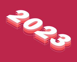 3D inscription of the number 2023 in trendy color (color of the year). new year 2023