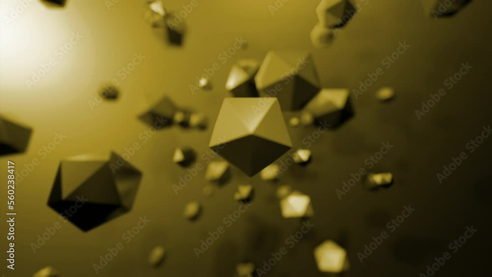 Poster 3d polygons rotating in space. design. chaotic orbits of rotation of polygonal figures. molecular ro