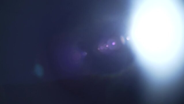 Dusk, lantern in hand. A search operation in the fog. A night walk with a lantern. A ray of artificial light. Evening in the mountains. High quality 4k footage