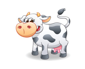 smiling happy cute cartoon cow character