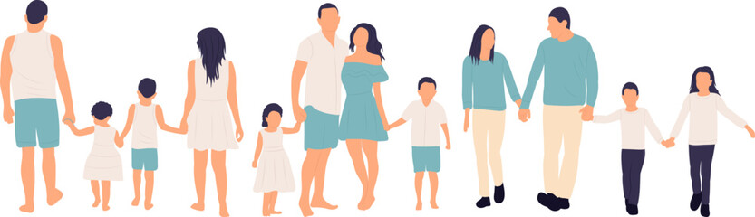 people with children in flat style, isolated vector