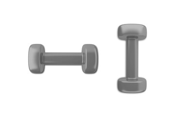 Black dumbbell mockup isolated on white background. 3d rendering.