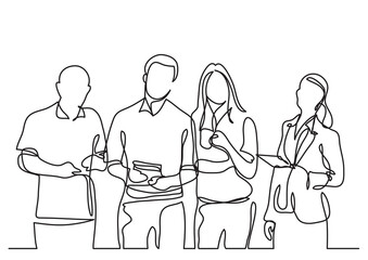continuous line drawing business team members - PNG image with transparent background