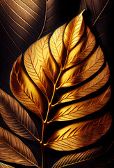 Abstract festive golden foil bokeh background texture, golden leaf