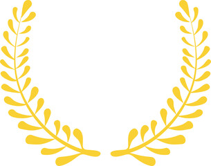 golden laurel wreath with white background, leaves, award