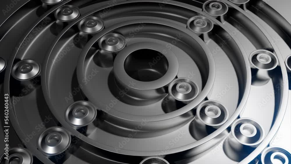 Poster grey background with animation. design. grey moving shapes through a grey maze in animation.