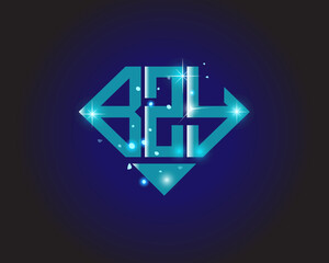 BZY Logo letter monogram with diamond shape design template.
