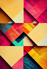 geometric modern paper cut background, orange, magenta and teal