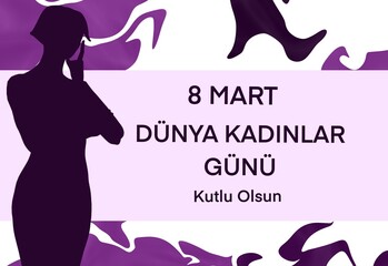 8 Mart Dünya Kadınlar Günü Kutlu Olsun template design. Text translate: Happy 8 March International Women's Day