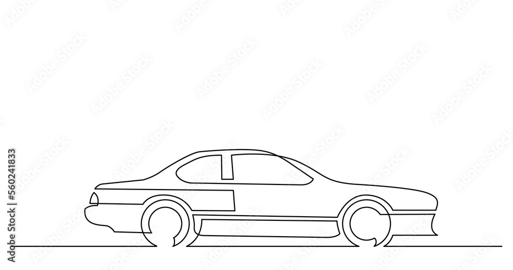 Poster continuous line drawing of classic car - png image with transparent background